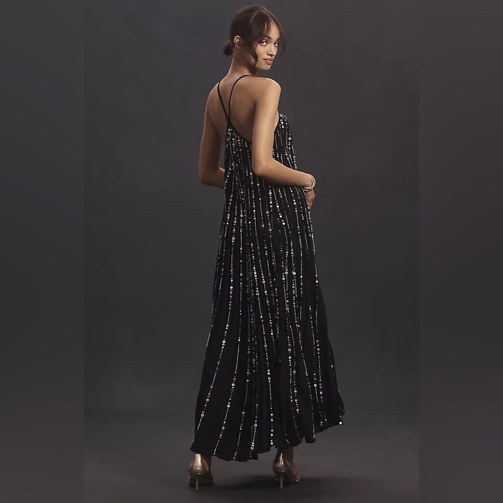 FARM Rio Elegant Black Maxi Dress with Sparkling Details - Picture 2 of 11